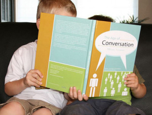 Kids reading about conversation